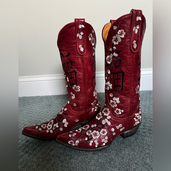 Old Gringo 7 B Cherry Blossom Red Western Cowboy Cowgirl Boots Valentines Gift - Picture 3 of 12